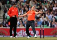 LONDON, ENGLAND - MAY 20:  James Tredwell of England bowls during the NatWest International T20 match between England and Sri Lanka at The Kia Oval on May 20, 2014 in London, England.  (Photo by Gareth Copley/Getty Images)